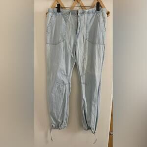 Free People Pants Women's Medium High Waisted Light Blue Joggers Ankle Ties